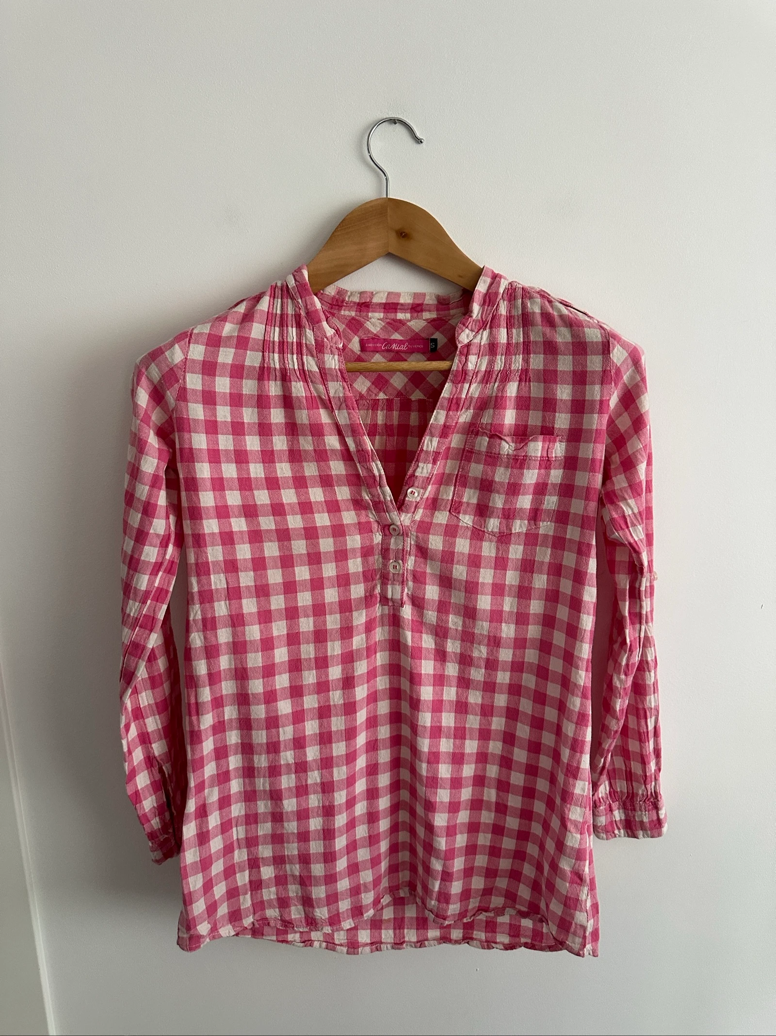 Camisa Vichy rosa Venca de algodón | Manga larga | Talla S